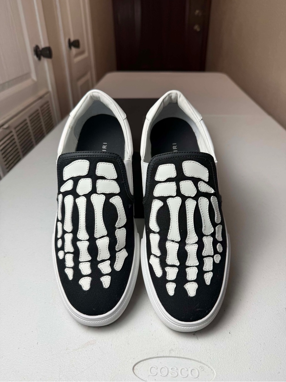 Used Amiri Skeleton Slip On Sneaker Men's Black White Bone Sz 43 / US 10 - Picture 4 of 7